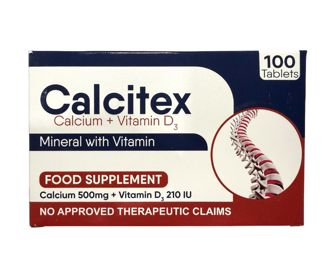 CALCITEX Calcium 500mg + Vitamin D3 210 IU Tablets - Vitamin and Mineral